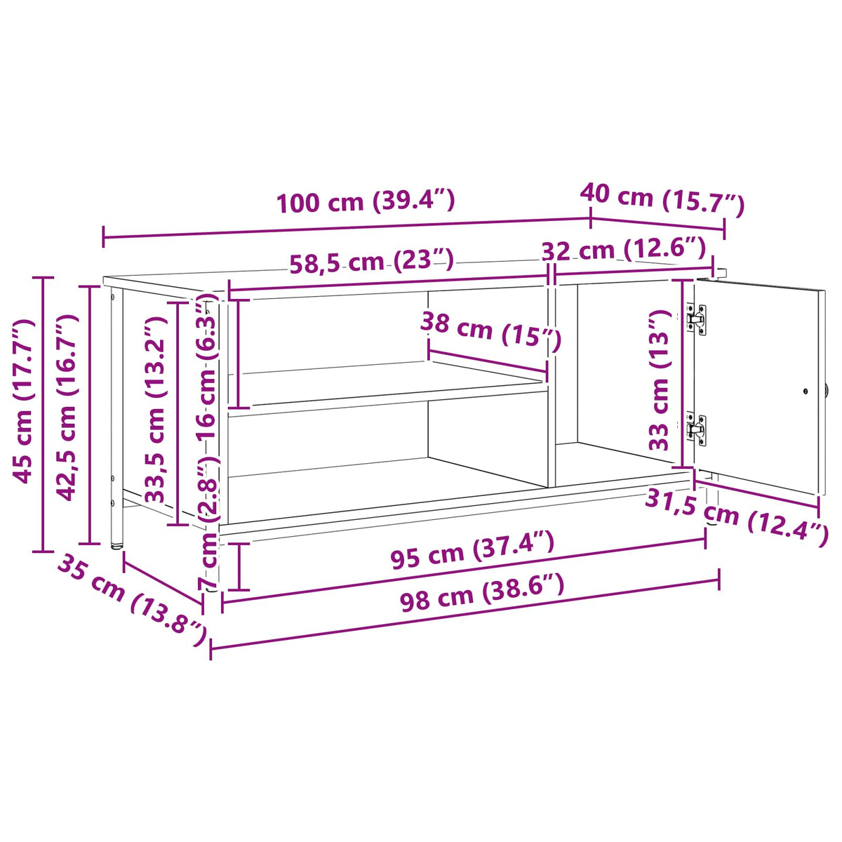 TV ormar Umjetnički hrast 100 x 40 x 45 cm Konstruirano drvo