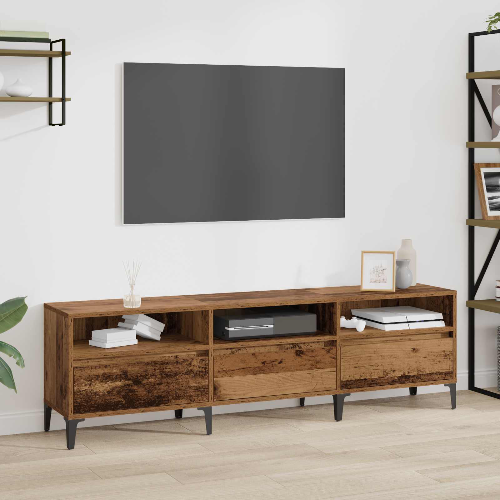 TV ormar Staro drvo 150 x 30 x 45 cm Obrađeno drvo i čelik