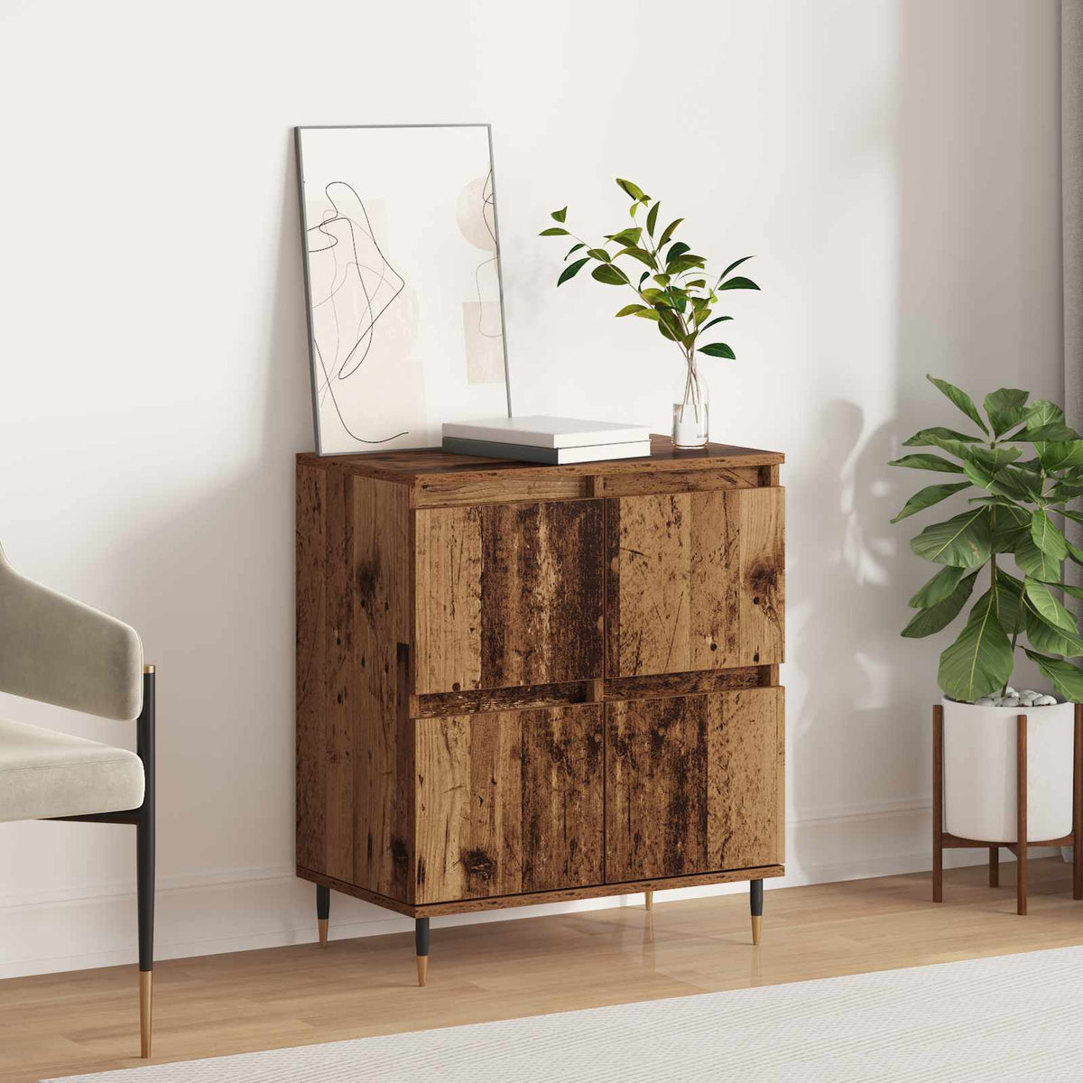 Komoda siva boja betona 60x35x70 cm od konstruiranog drva