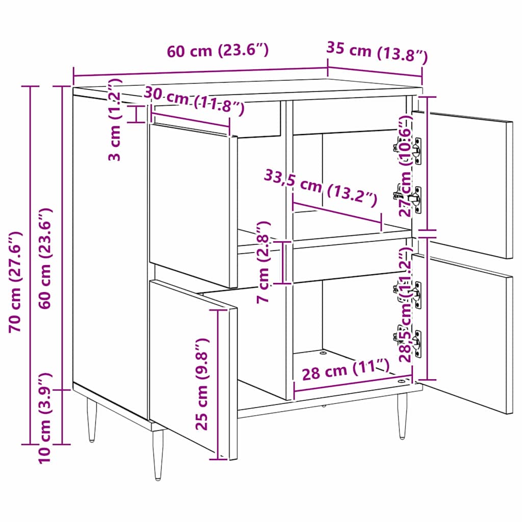 Kreveta Crni hrast 60 x 35 x 70 cm