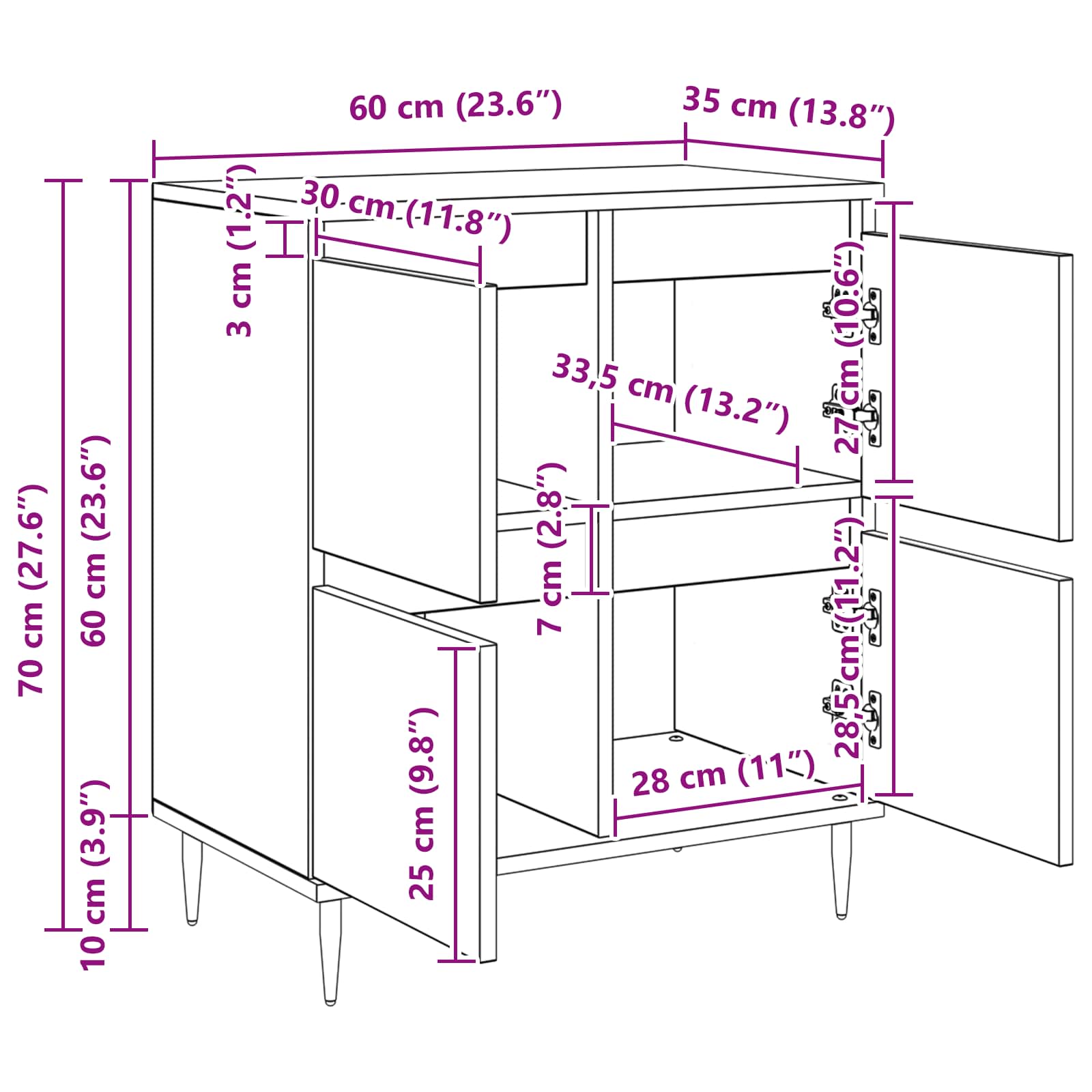 Kreveta Crni hrast 60 x 35 x 70 cm