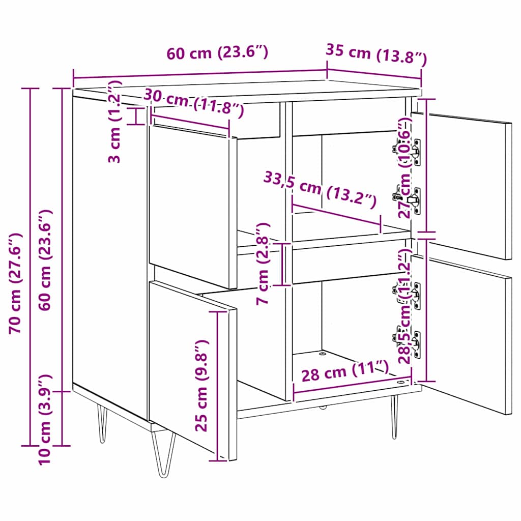 Kreveta Crni hrast 60 x 35 x 70 cm