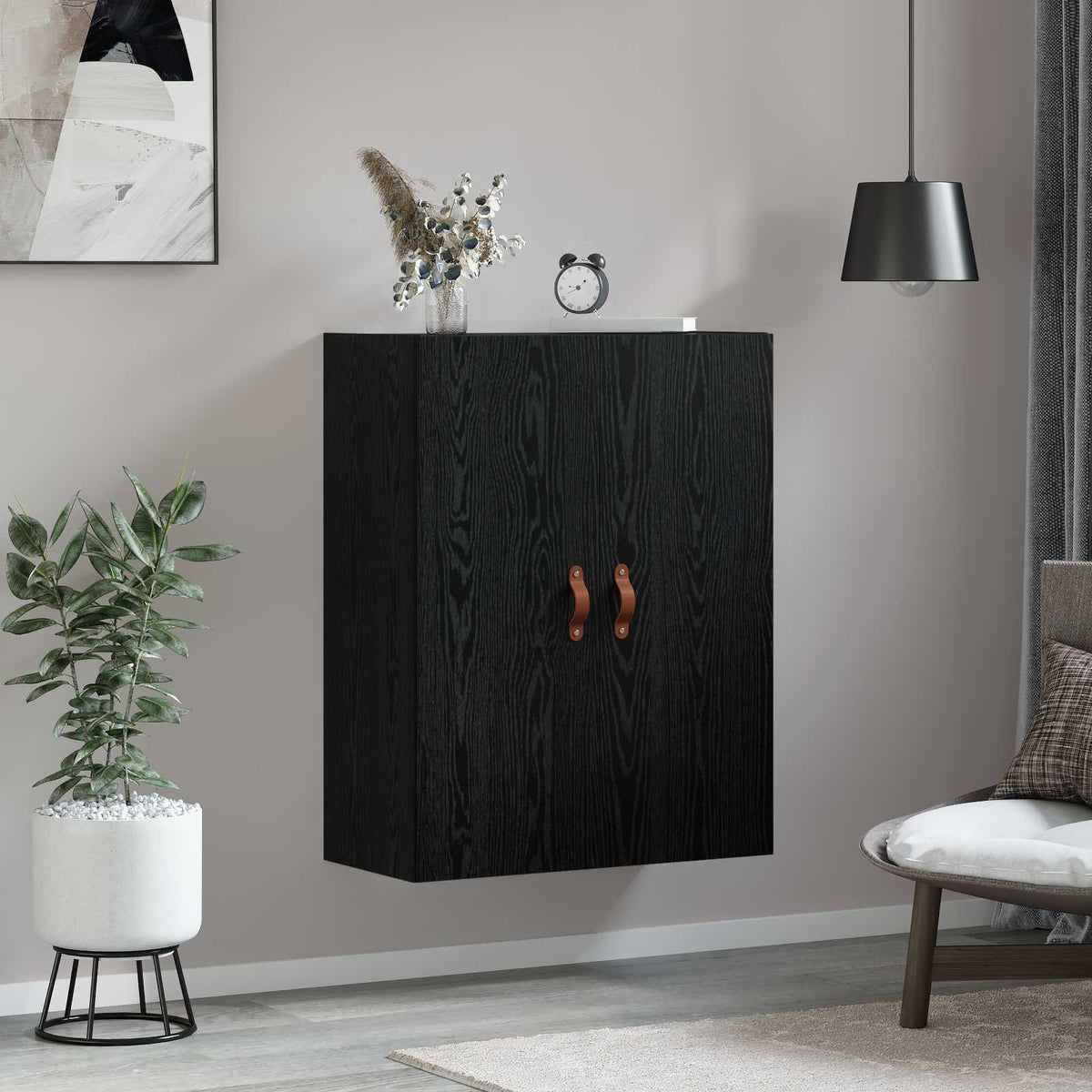 Ormar za Zid Crni hrast 69,5 x 34 x 90 cm Konstruirano drvo