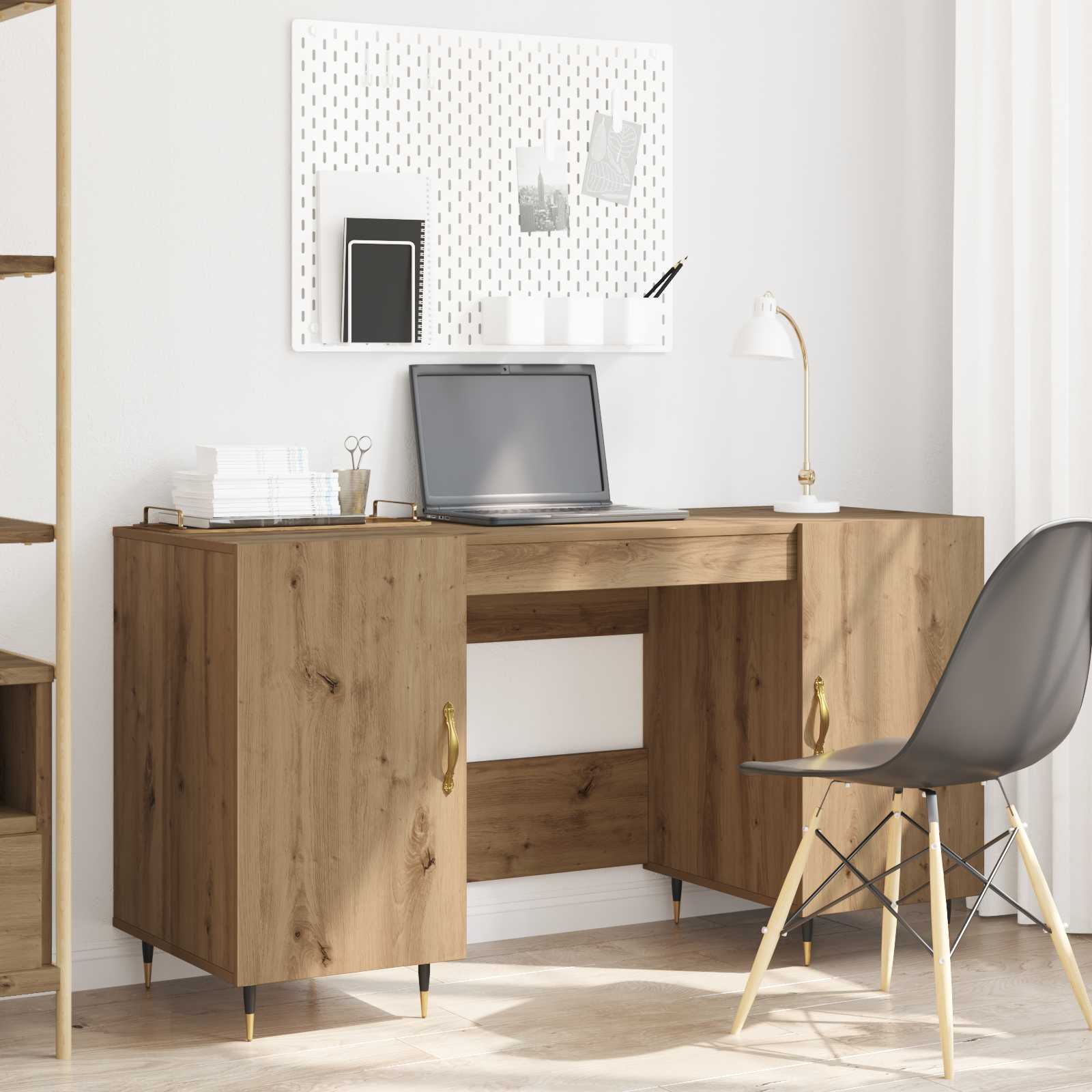 Stol s policom hrast artisan 140 x 50 x 75 cm Konstruirano drvo