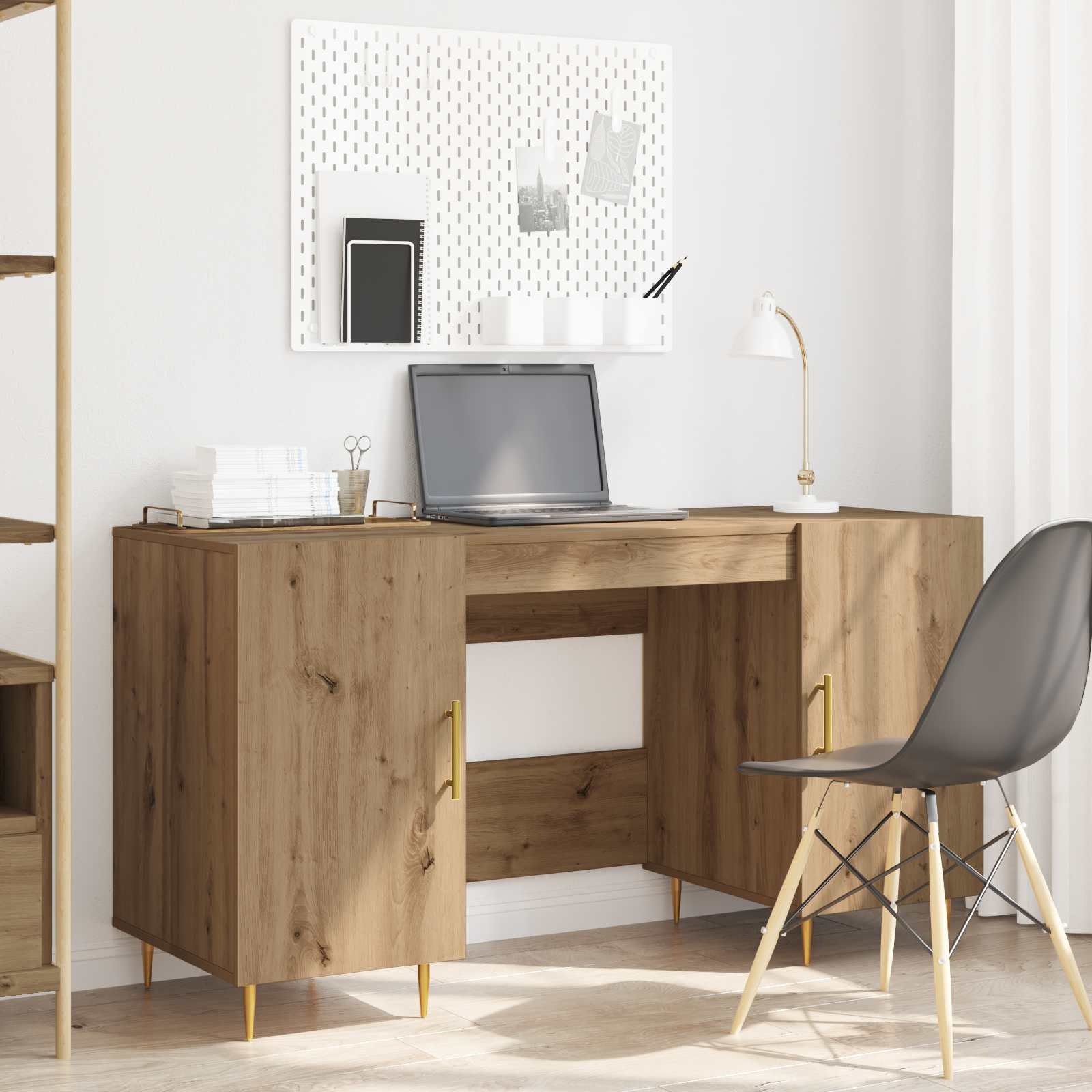 Stol s policom hrast artisan 140 x 50 x 75 cm Konstruirano drvo