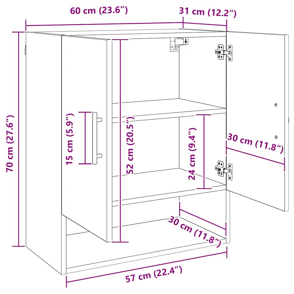Ormar za Zid Zidne Staro drvo 60 x 31 x 70 cm Konstruirano drvo