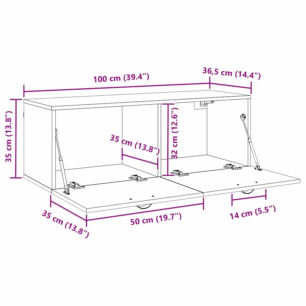 Ormar za montažu na zid 100 x 36,5 x 35 cm Konstruirano drvo