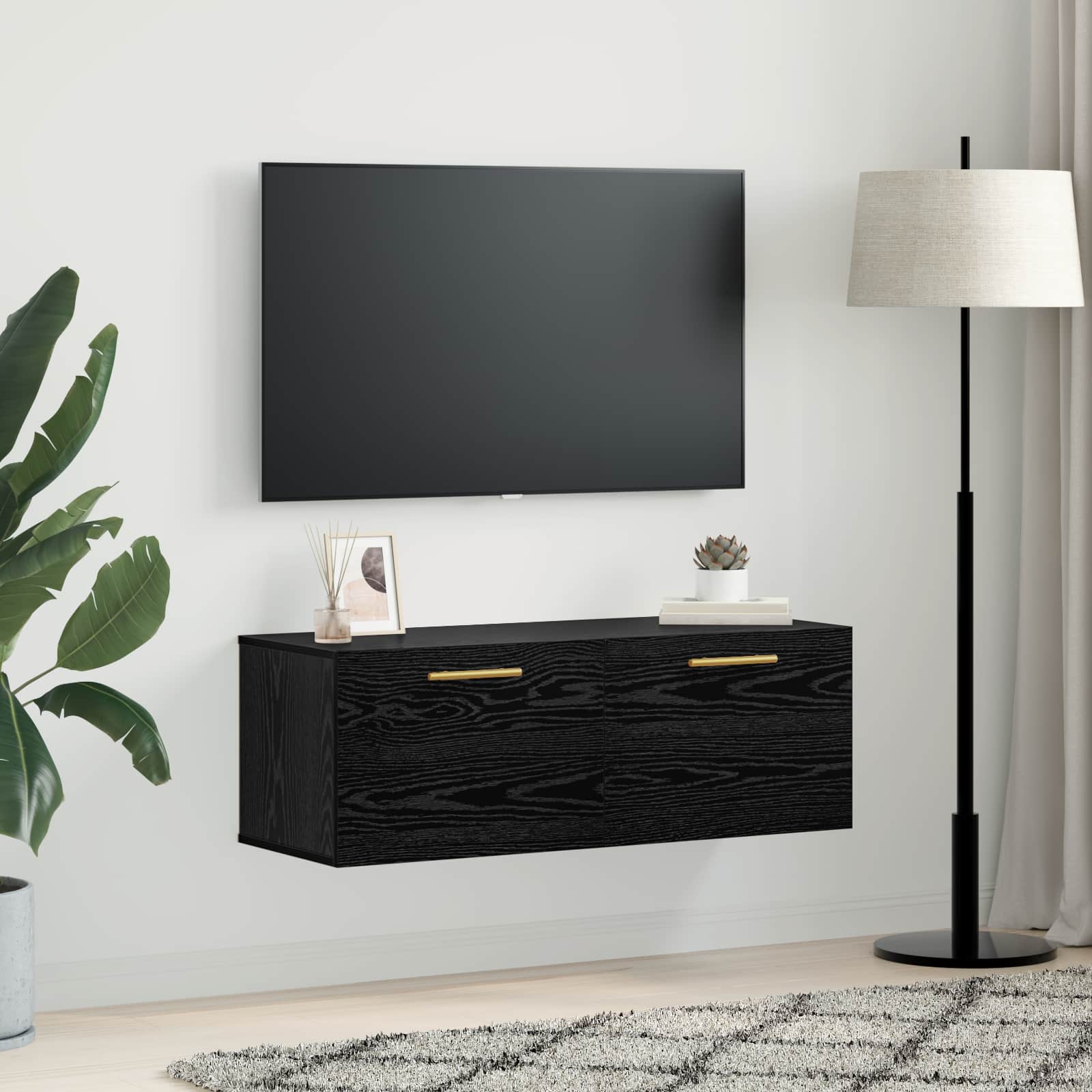 Ormar za Zid Crni hrast 100 x 36.5 x 35 cm Konstruirano drvo
