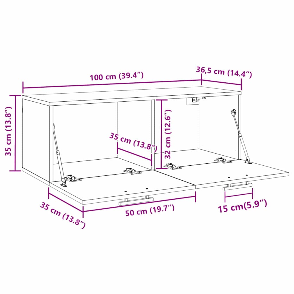 Ormar za Zid Crni hrast 100 x 36.5 x 35 cm Konstruirano drvo