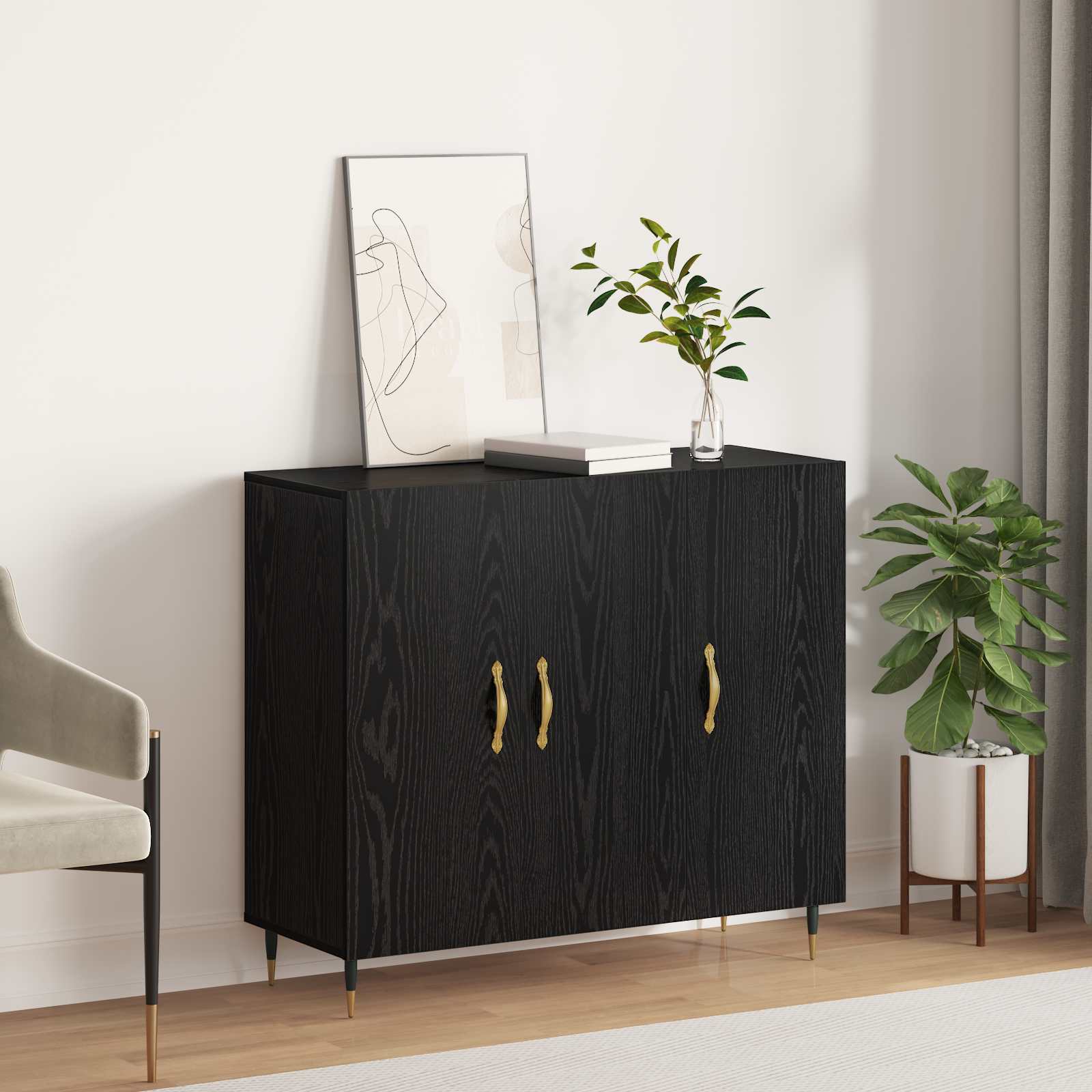 Kreveta Crni hrast 90 x 34 x 80 cm Konstruirano drvo