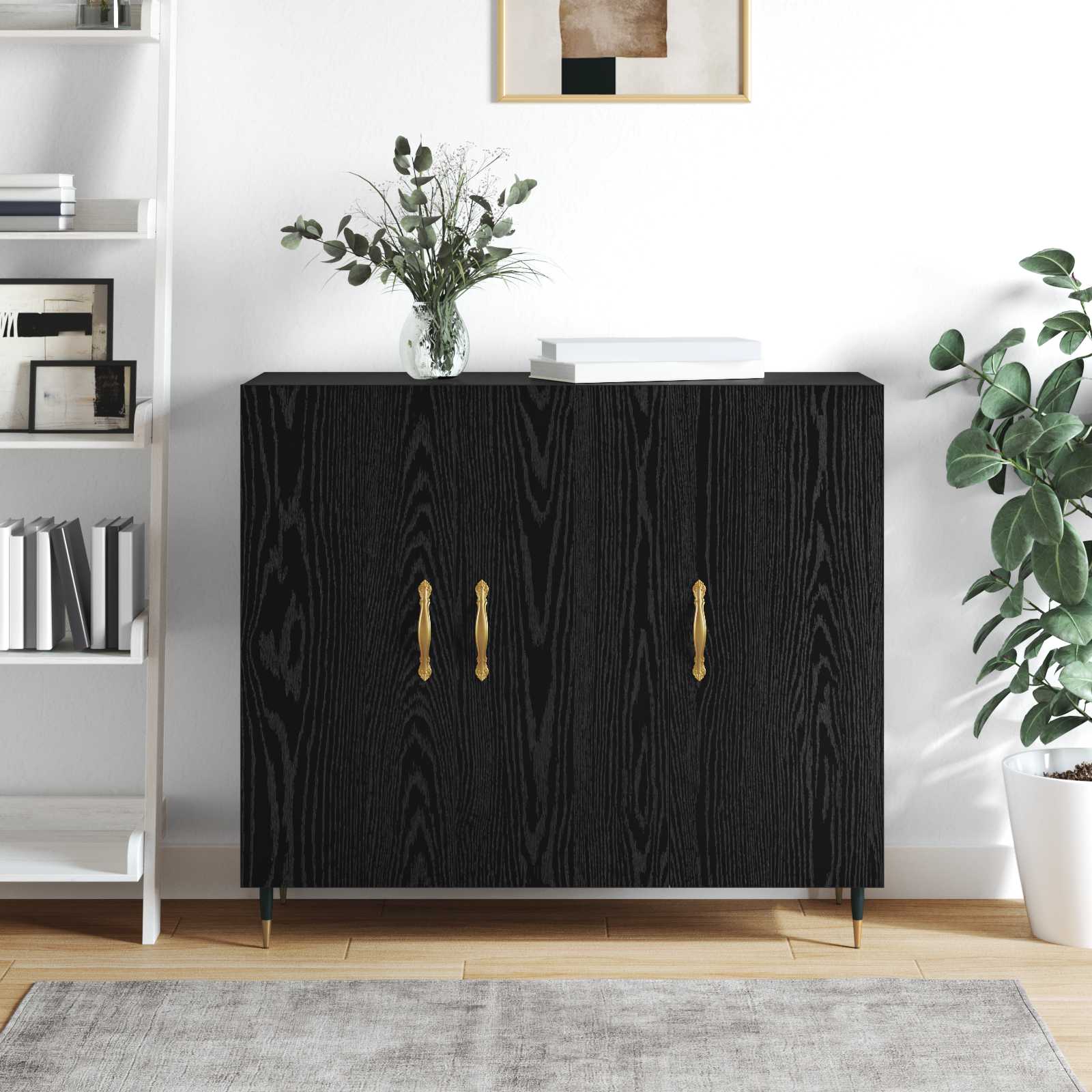 Kreveta Crni hrast 90 x 34 x 80 cm Konstruirano drvo