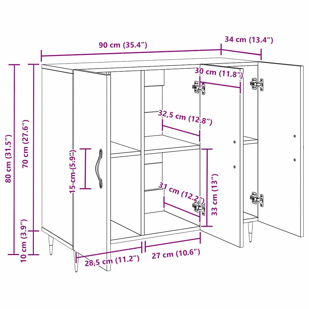 Kreveta Crni hrast 90 x 34 x 80 cm Konstruirano drvo