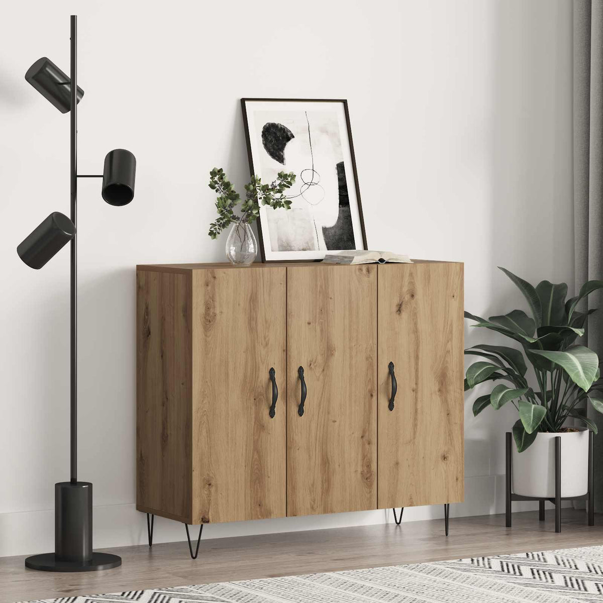 Komoda siva boja betona 90x34x80 cm od konstruiranog drva