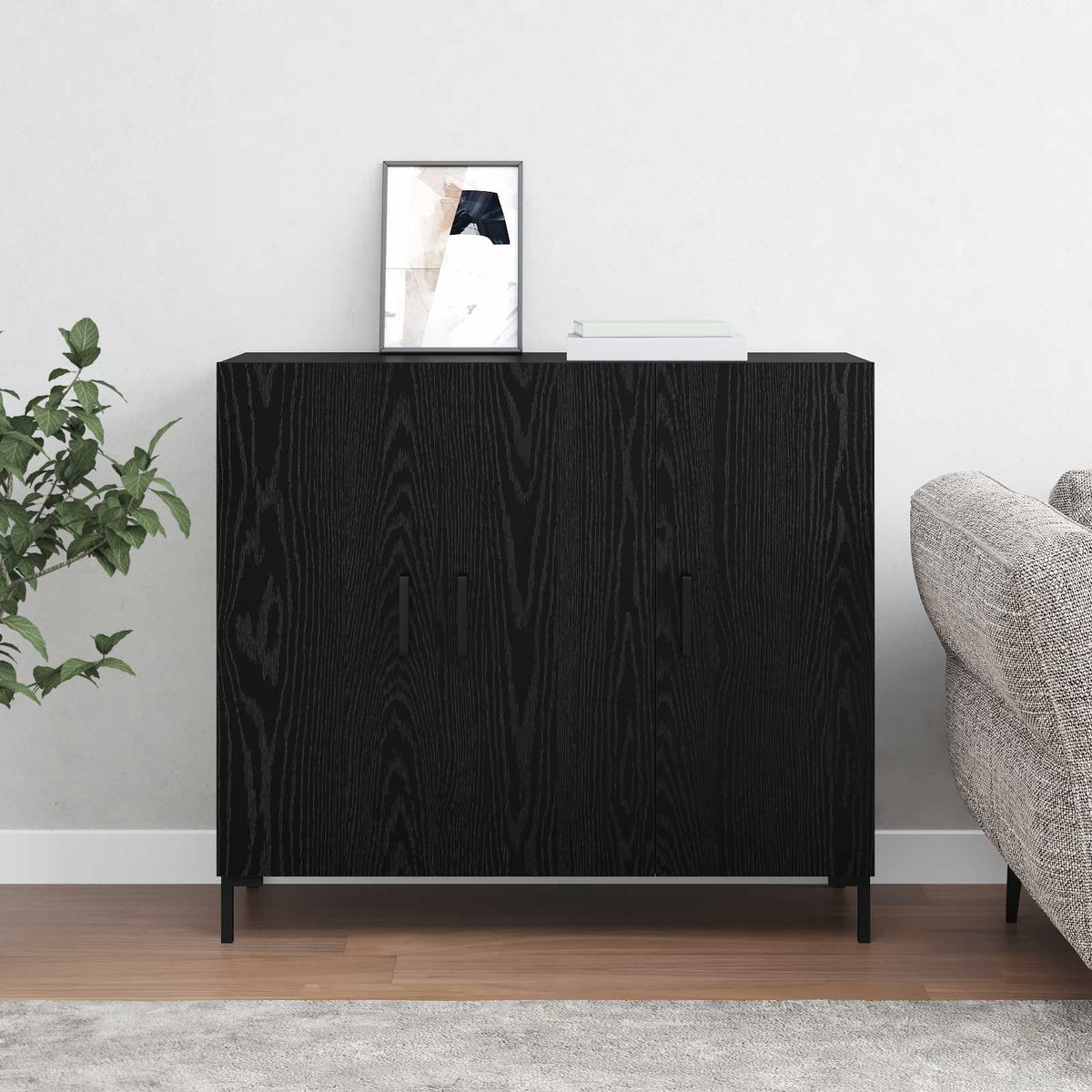 Kreveta Crni hrast 90 x 34 x 80 cm Konstruirano drvo
