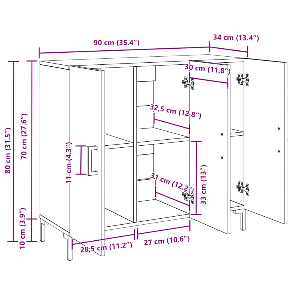 Kreveta Crni hrast 90 x 34 x 80 cm Konstruirano drvo
