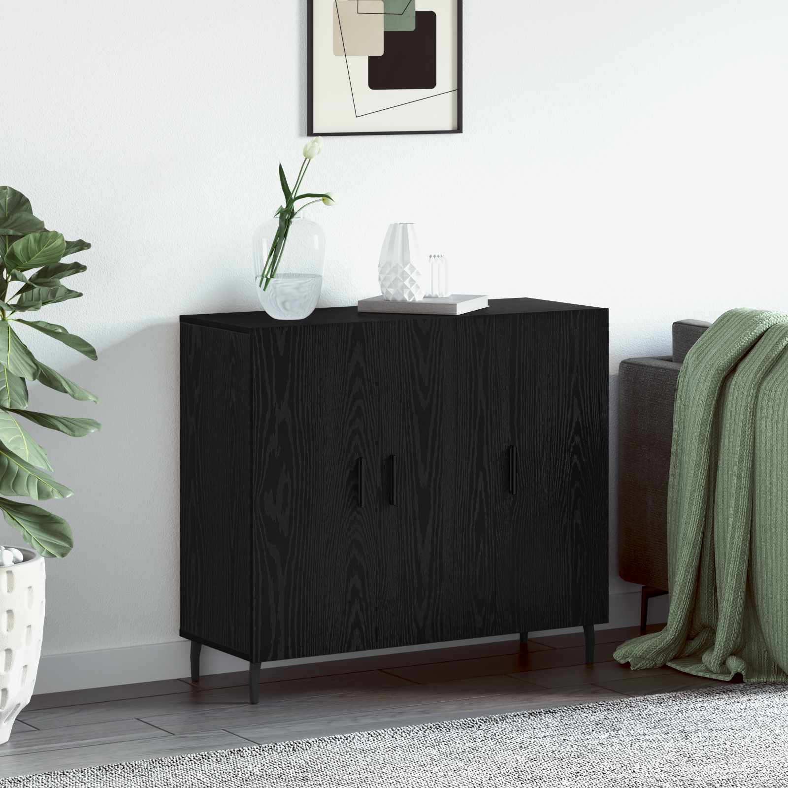 Kreveta Crni hrast 90 x 34 x 80 cm Konstruirano drvo