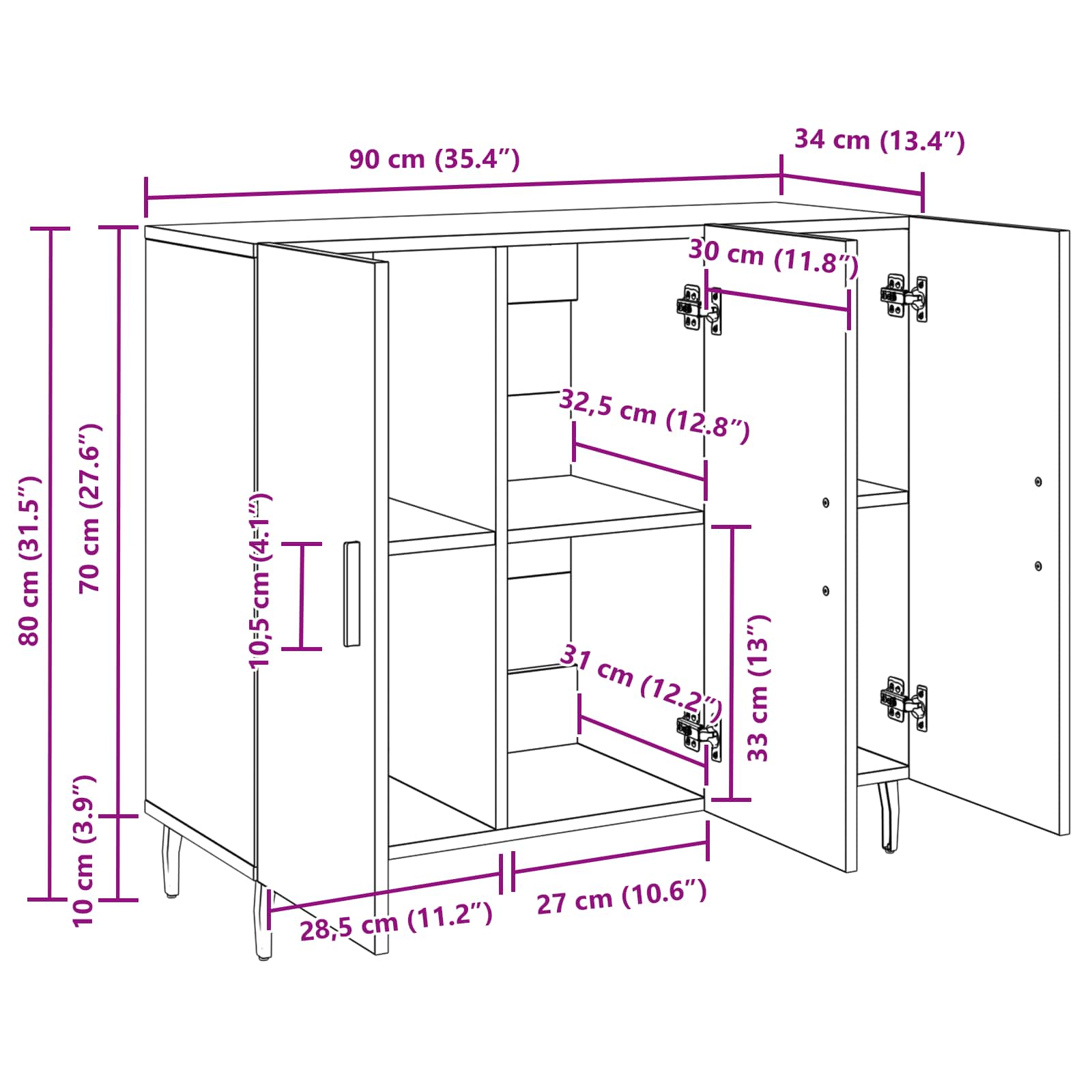 Kreveta Crni hrast 90 x 34 x 80 cm Konstruirano drvo