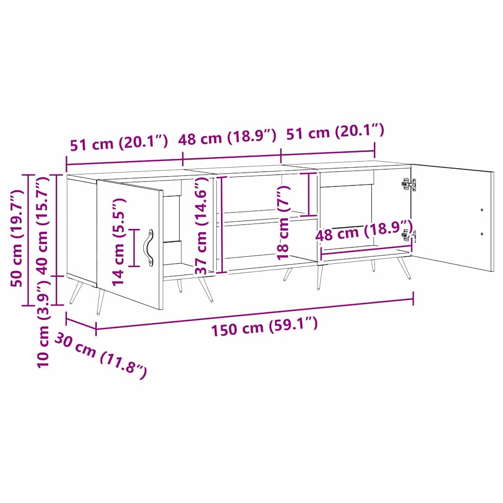 TV ormar Staro drvo 150 x 30 x 50 cm Konstruirano drvo