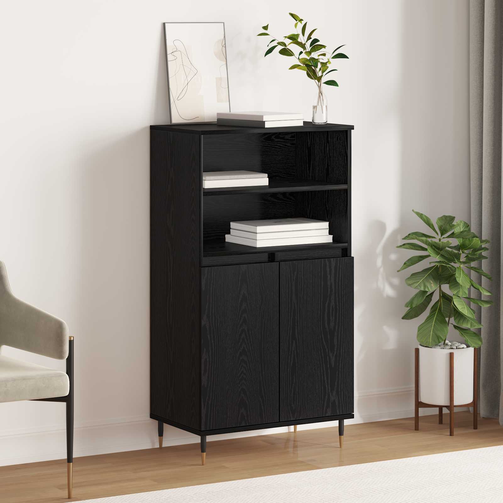 Highboard Crna 60 x 36 x 110 cm Konstruirano drvo
