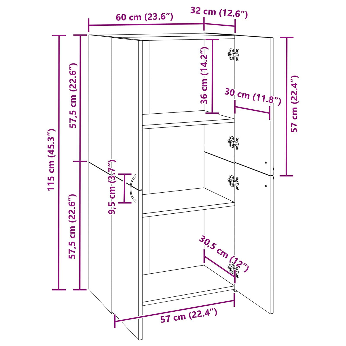 Uredski ormar Crni hrast 60 x 32 x 115 cm Konstruirano drvo