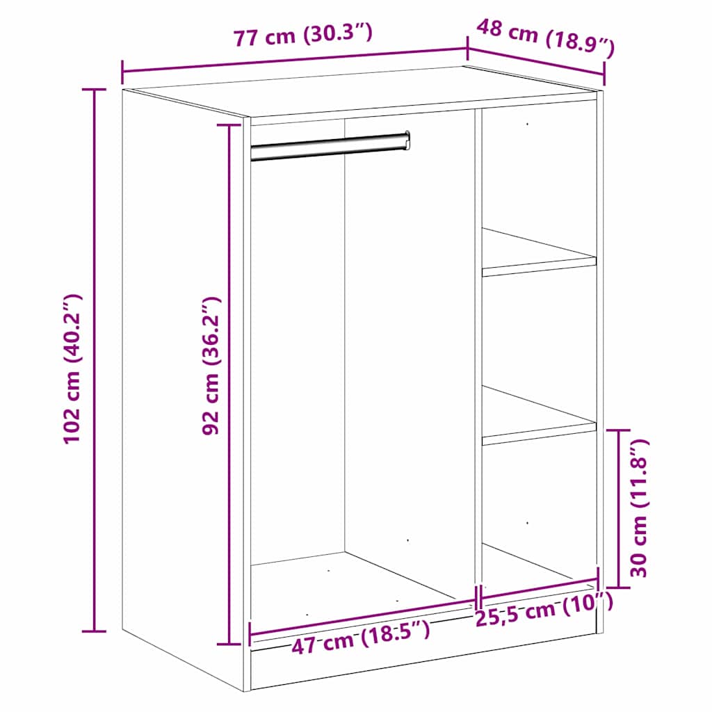 Ormarić s policom s pohranom Staro drvo 77 x 48 x 102 cm