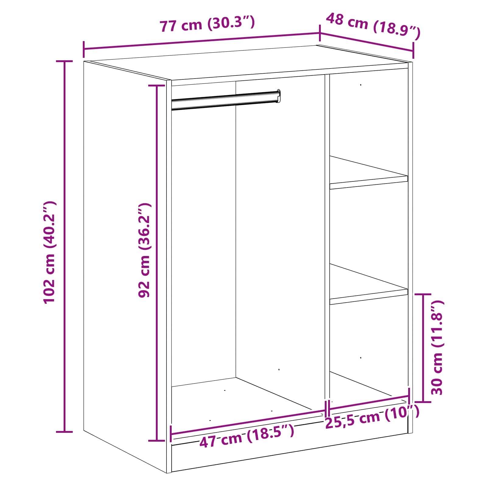 Ormarić s policom s pohranom Staro drvo 77 x 48 x 102 cm