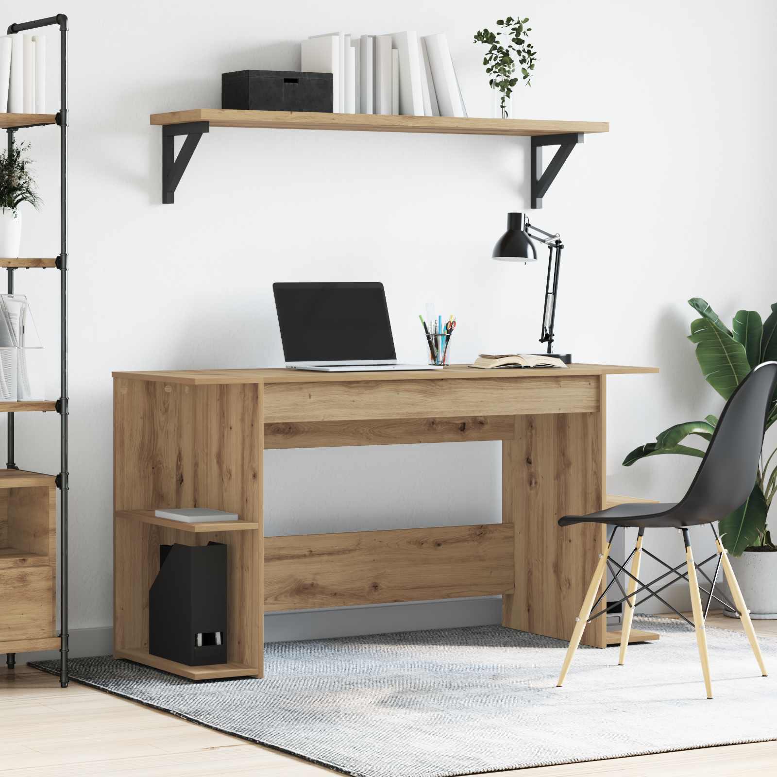 Stol s policom hrast artisan 140 x 50 x 75 cm Konstruirano drvo