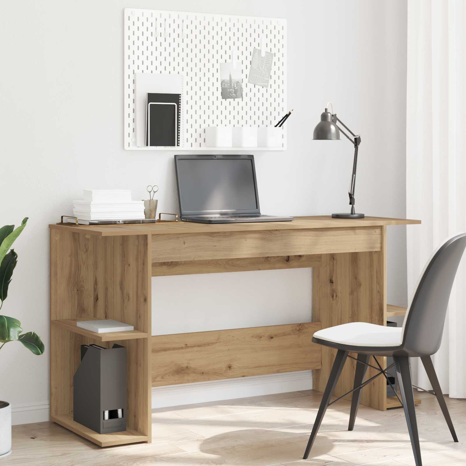 Stol s policom hrast artisan 140 x 50 x 75 cm Konstruirano drvo