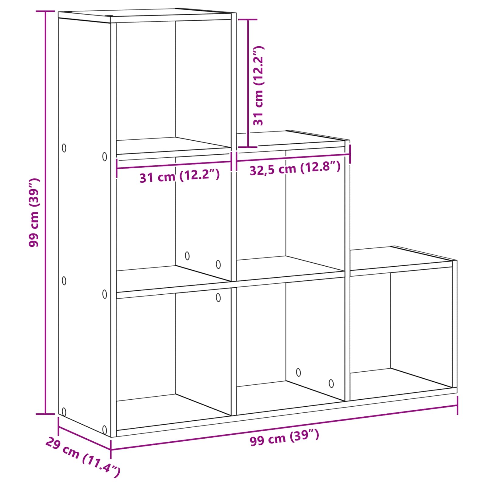 Prekidač za sobu Knjiga Crni hrast 99 x 29 x 99 cm