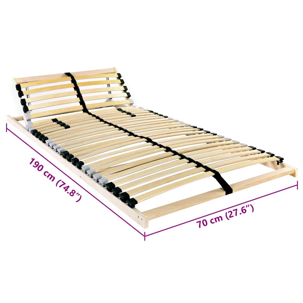 Ležaj s letvicama Smeđa 70 x 190 cm Čvrsto drvo bukve