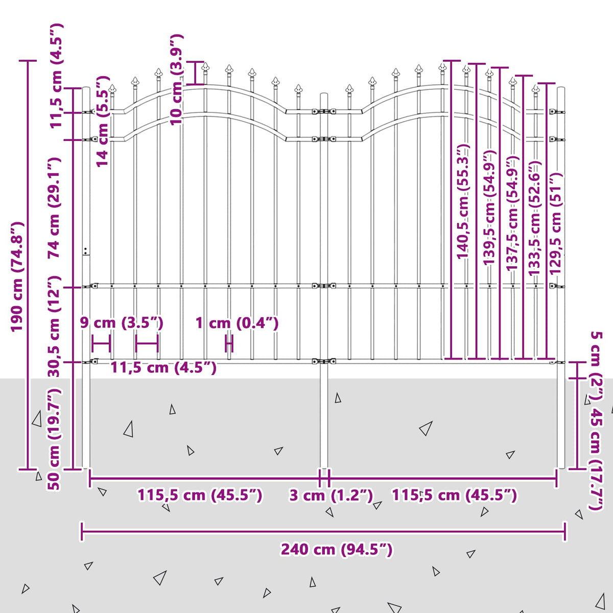 Vrtna Ograda Woerden Siva 240 x 190 cm