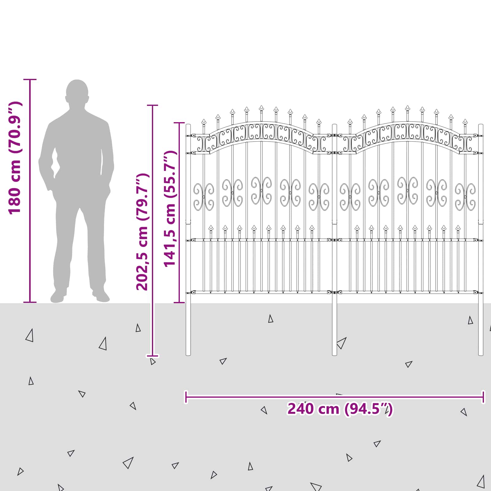 Vrtna Ograda KAMPEN 240 x 202,5 cm Mesh Siva