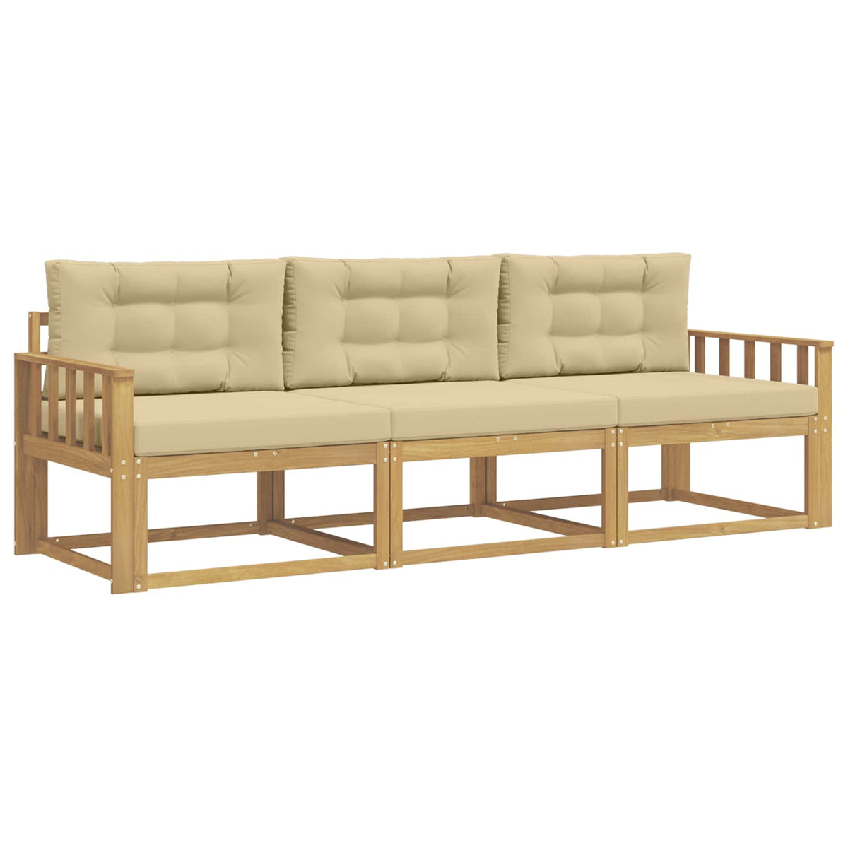 Set vanjskih sofa s jastukom 3 pcs Bijela i bež Poliester