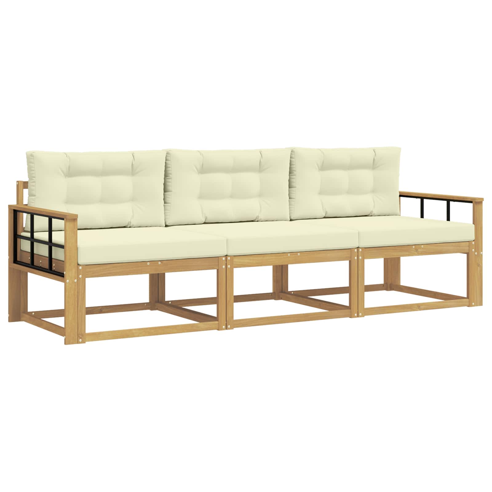 Set vanjskih sofa s jastukom 3 pcs Bijela i krem Poliester