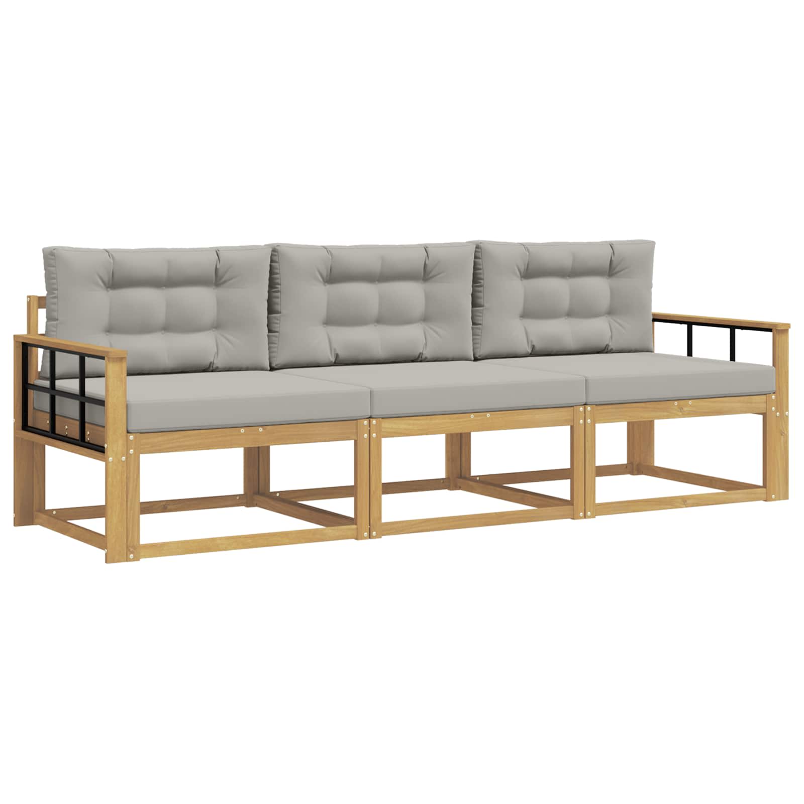 Set vanjskih sofa 3 pcs Bijela i svjetlosiva Poliester