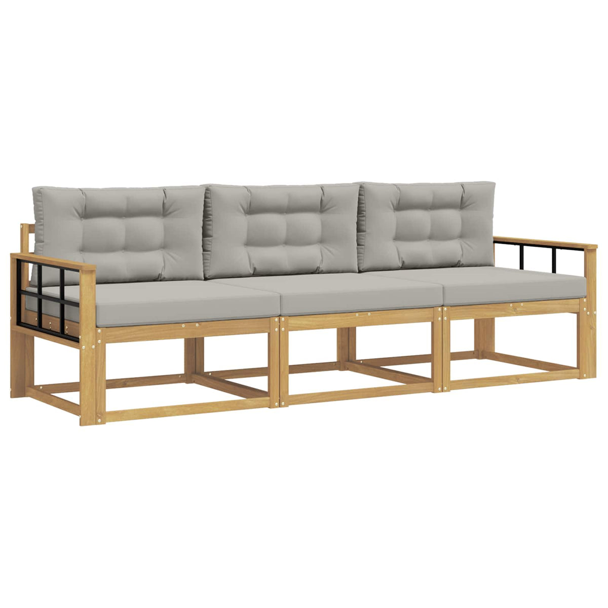 Set vanjskih sofa 3 pcs Bijela i svjetlosiva Poliester