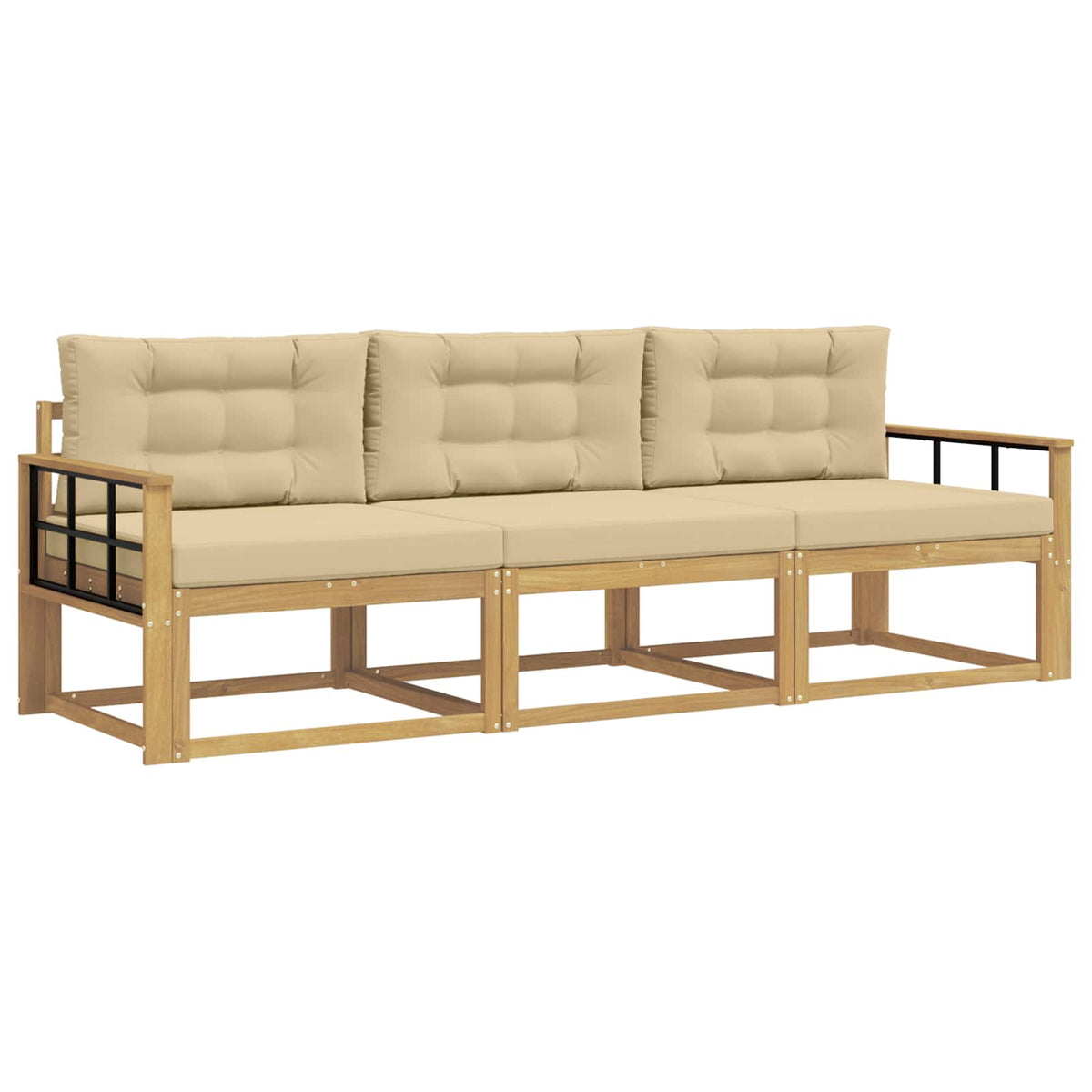 Set vanjskih sofa s jastukom 3 pcs Bijela i bež Poliester