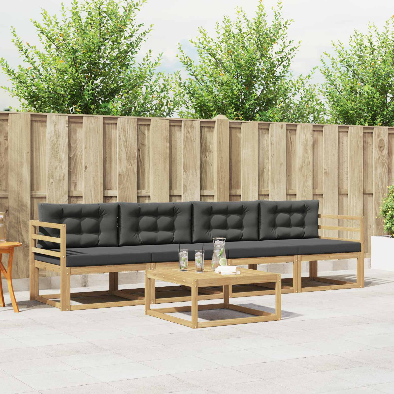 Set vanjskih sofa s jastukom 4 pcs Bijela i antracit