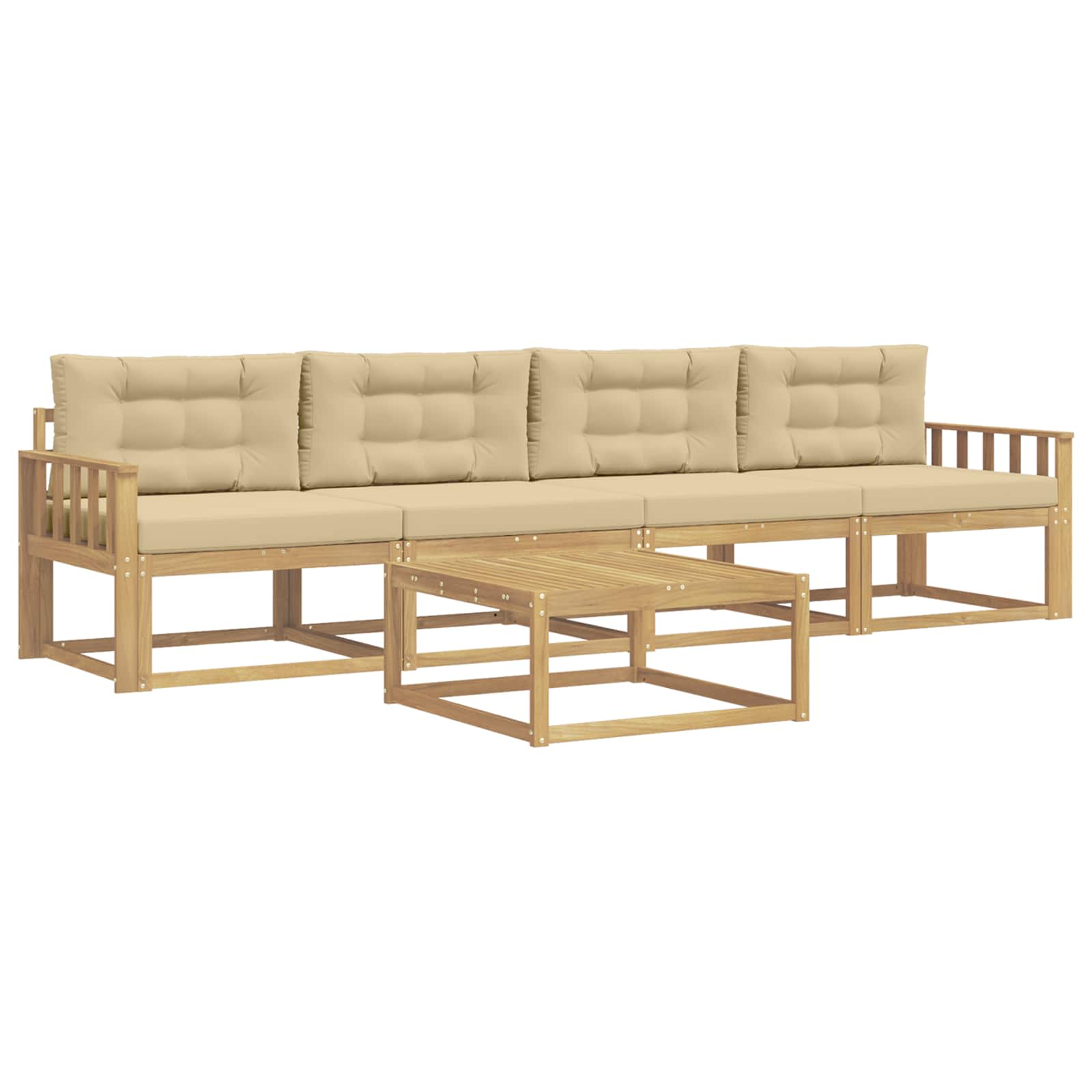 Set vanjskih sofa s jastukom 4 pcs Bijela i bež