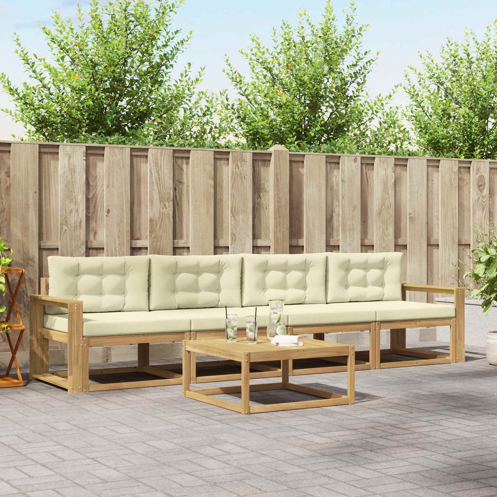 Set vanjskih sofa s jastukom 4 pcs Bijela i krem