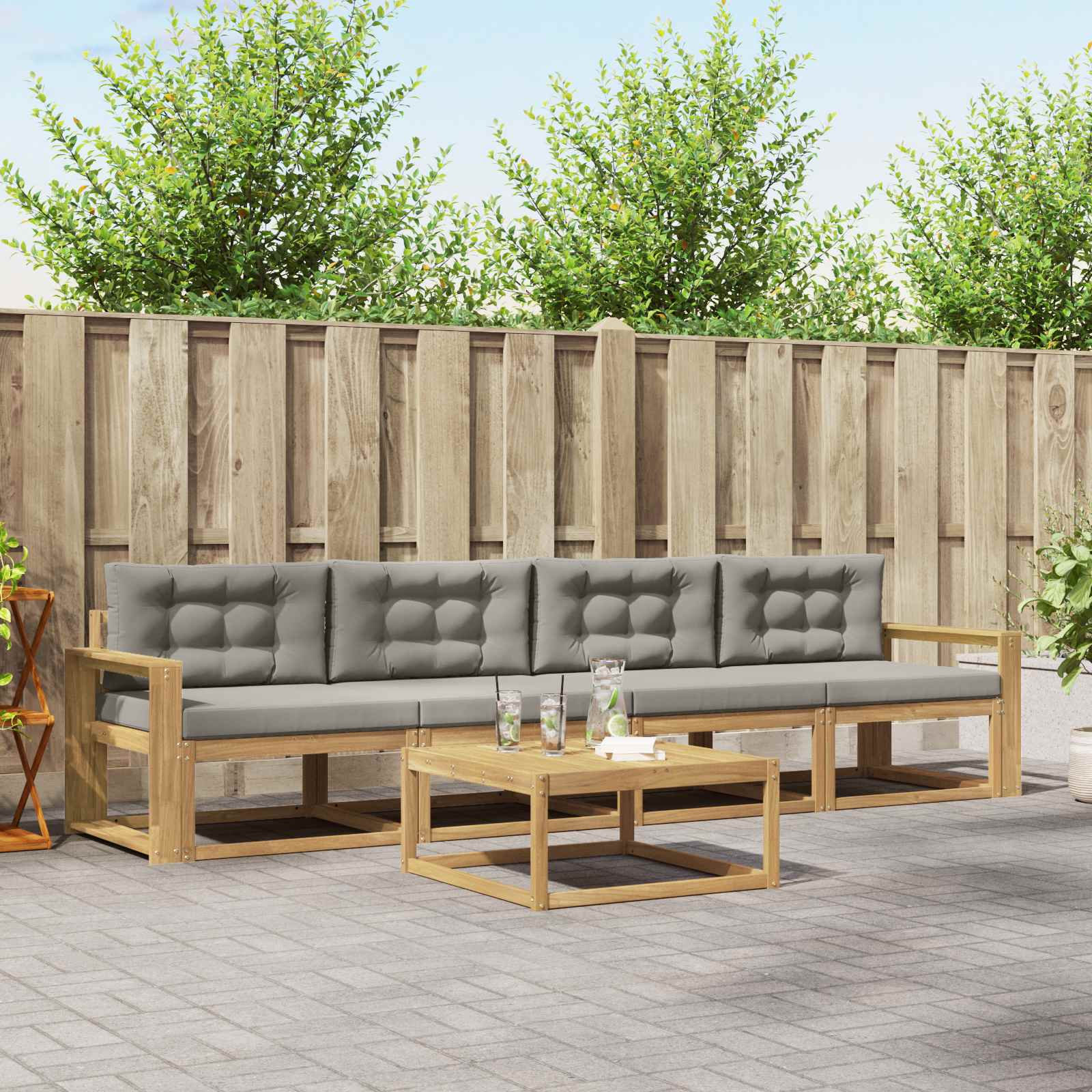 Set vanjskih sofa s jastukom 4 pcs Bijela i svjetlosiva