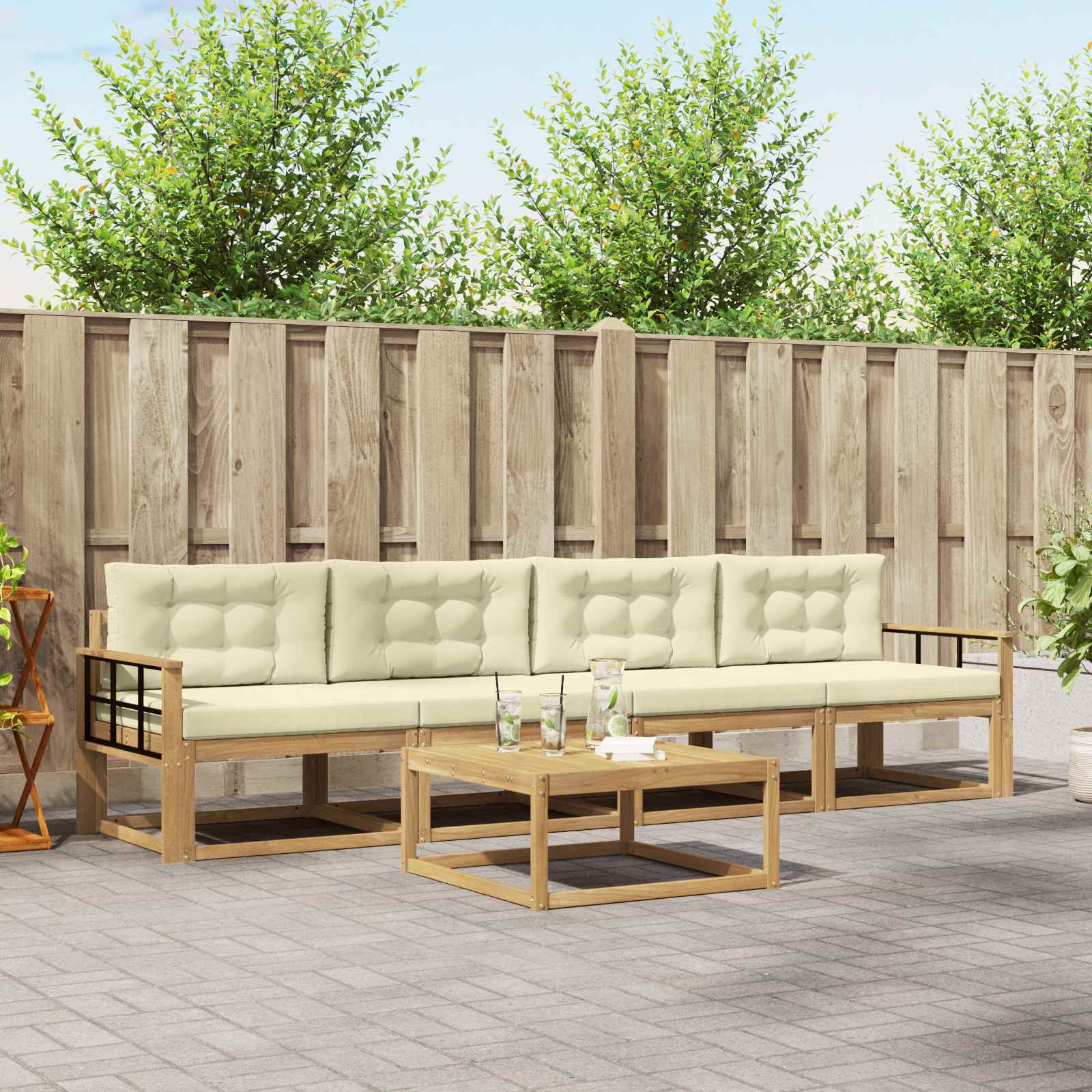 Set vanjskih sofa s jastukom 4 pcs Bijela i krem