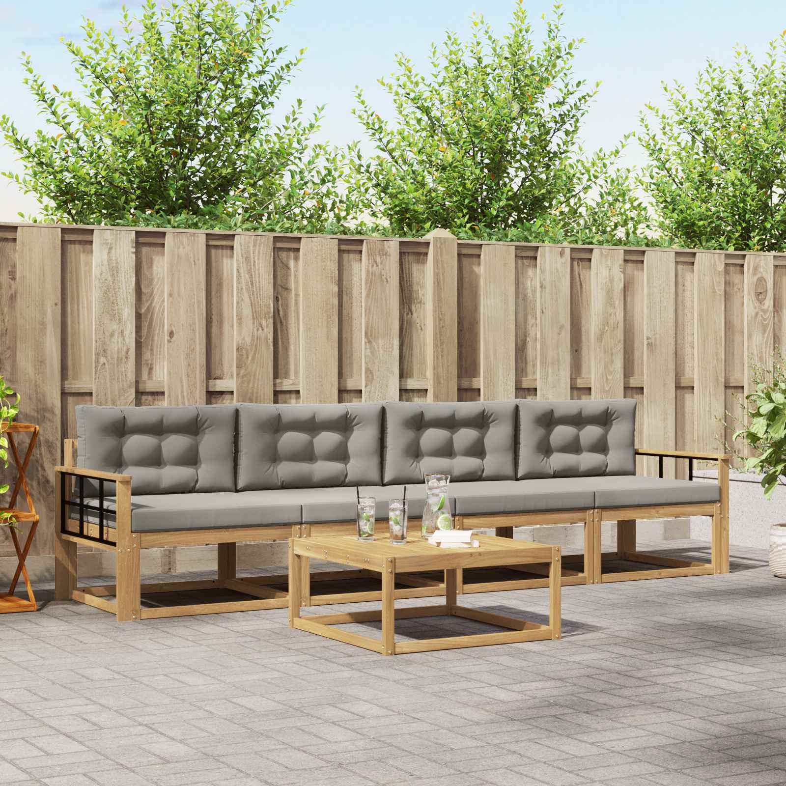 Set vanjskih sofa s jastukom 4 pcs Bijela i svjetlosiva