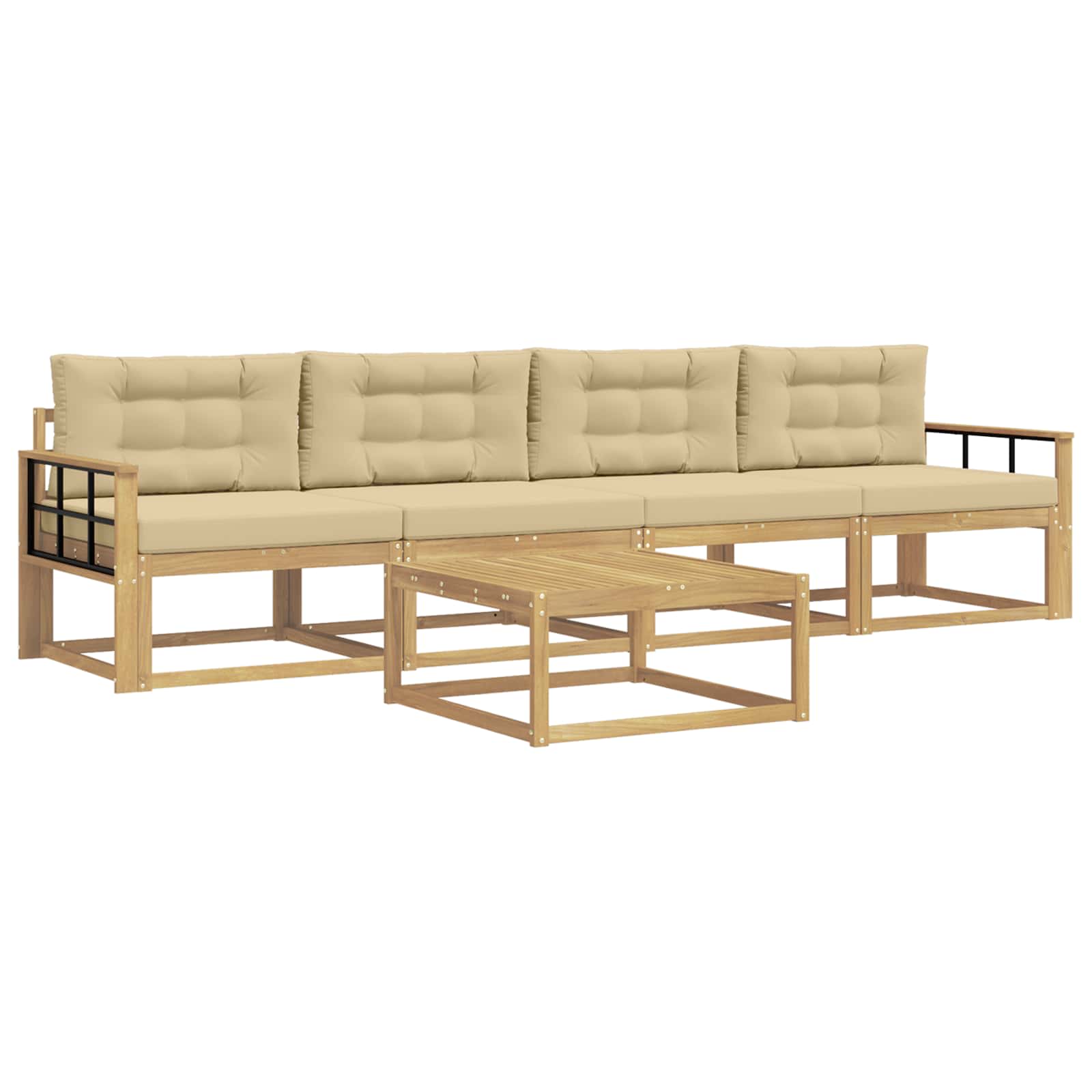 Set vanjskih sofa s jastukom 4 pcs Bijela i bež