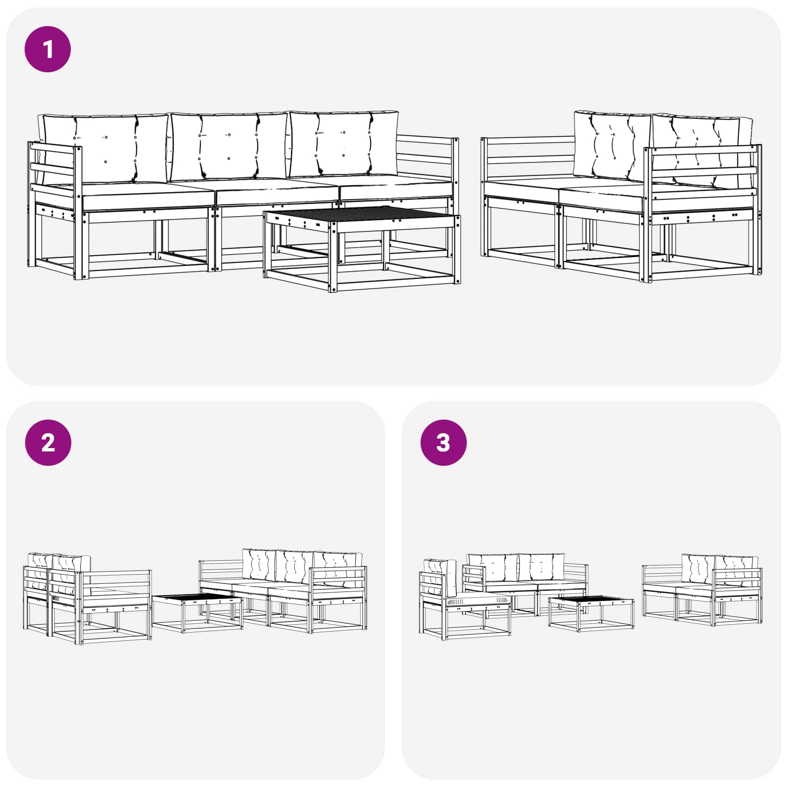 Set vanjskih sofa s jastukom 6 pcs Bijela i krem