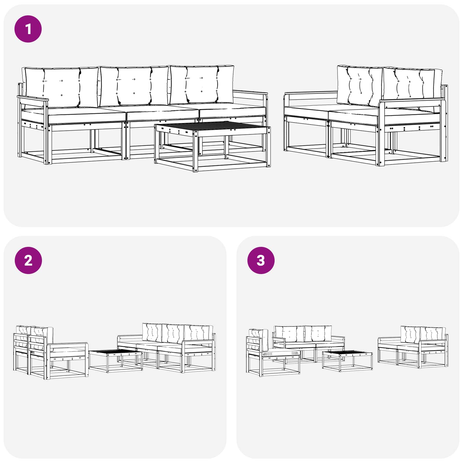 Set vanjskih sofa s jastukom 6 pcs Bijela i svjetlosiva