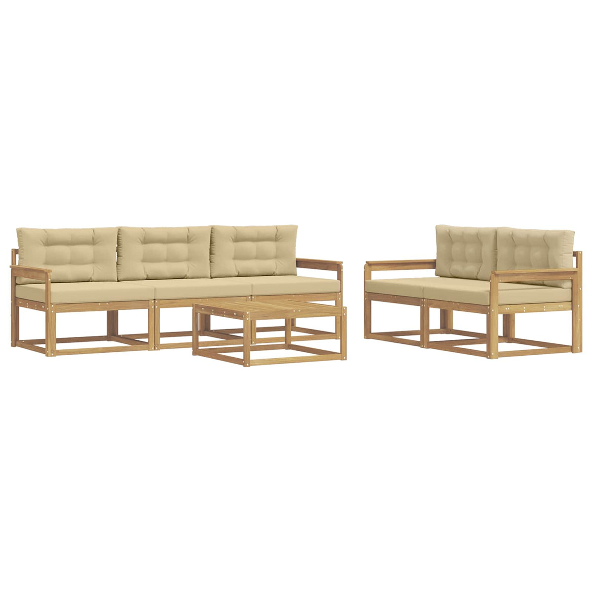 Set vanjskih sofa s jastukom 6 pcs Bijela i bež