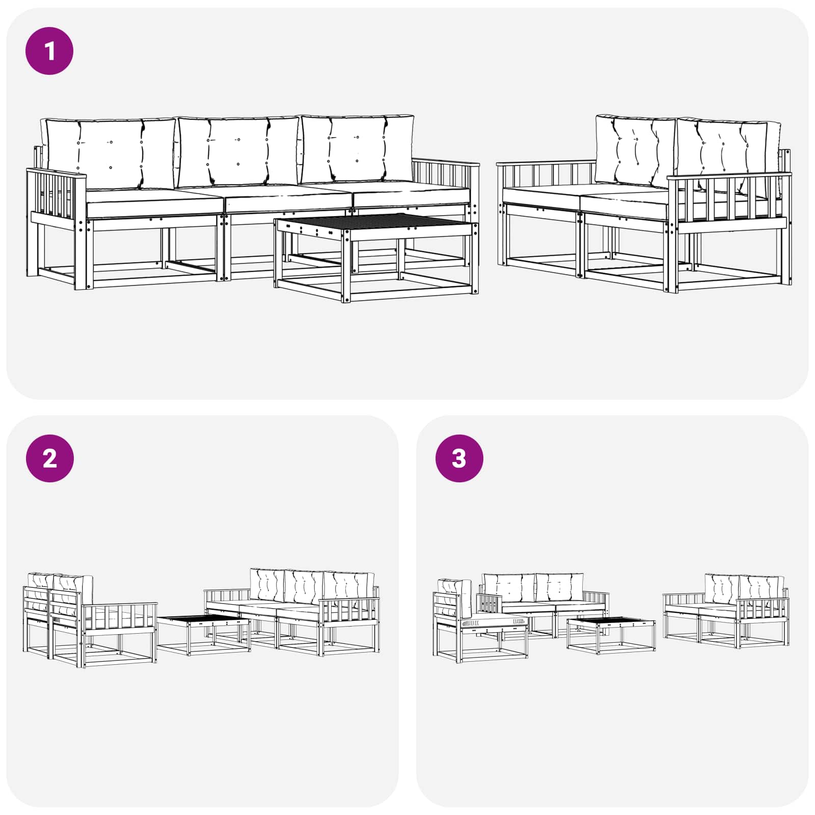 Set vanjskih sofa s jastukom 6 pcs Bijela i krem