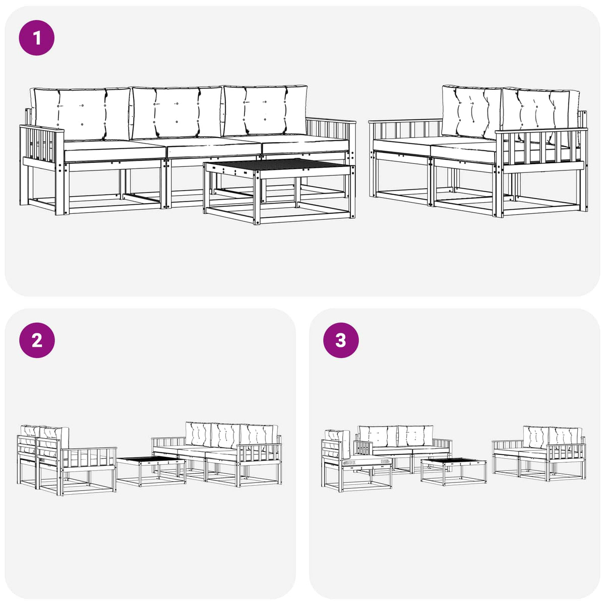 Set vanjskih sofa s jastukom 6 pcs Bijela i svjetlosiva