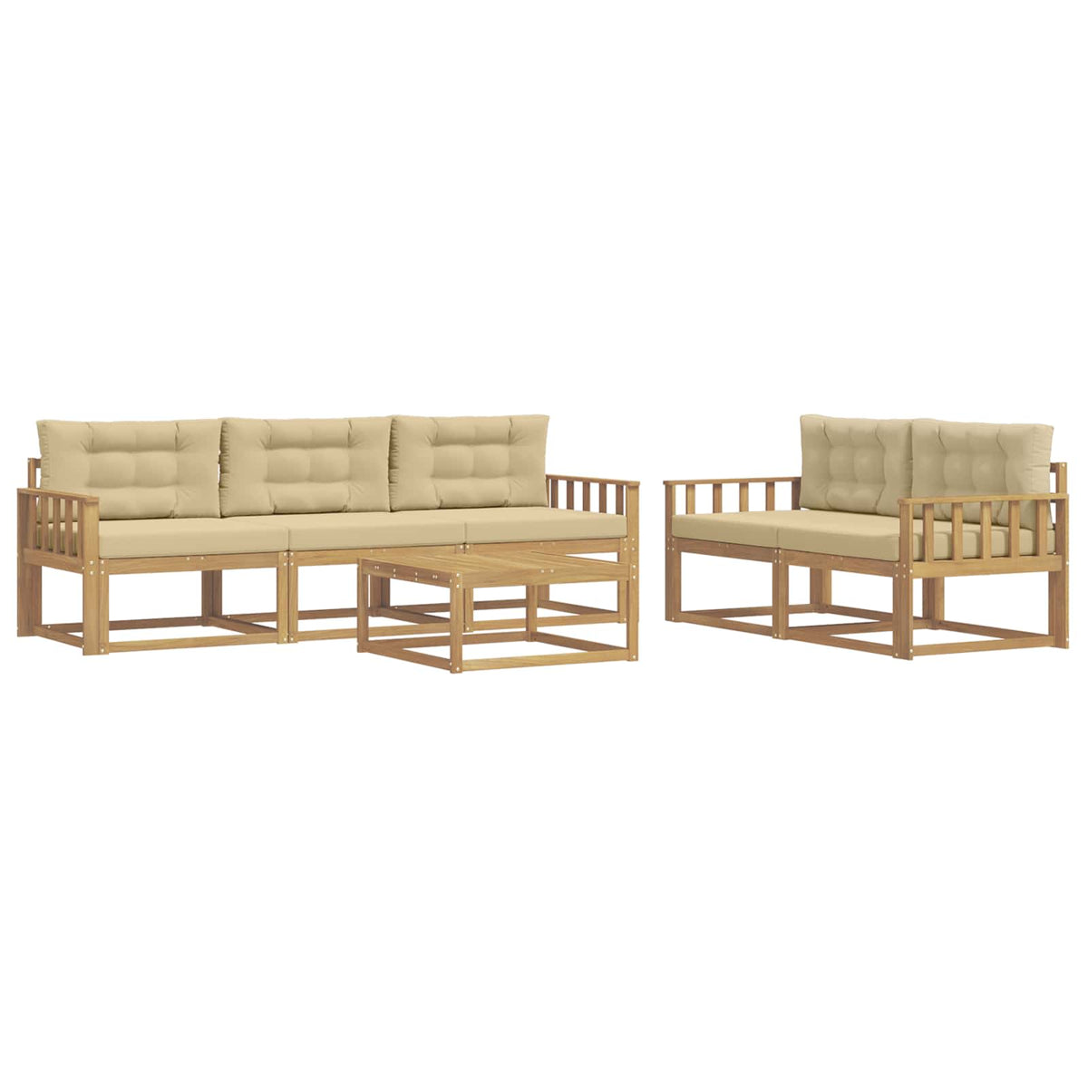 Set vanjskih sofa s jastukom 6 pcs Bijela i bež